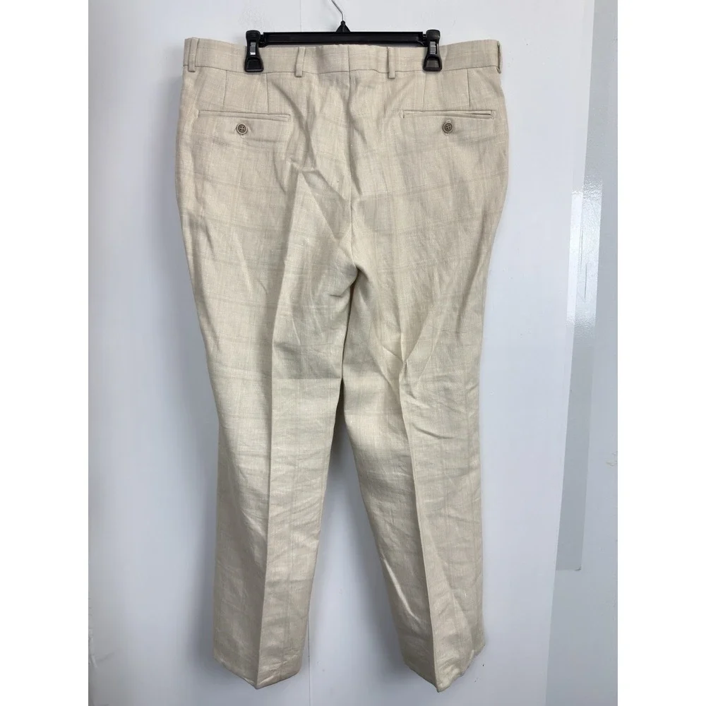Bespoke Light Beige Plaid Chinos